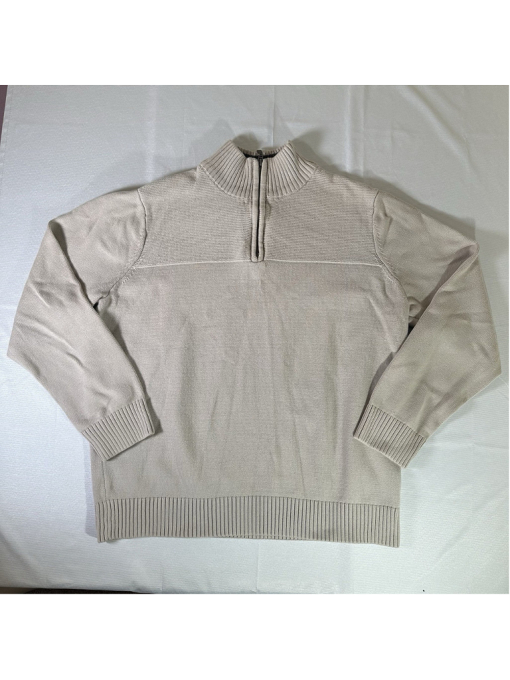 Dockers Men’s Sweater Size XL 1/4 Zip Mock Neck Pullover Classic Beigh